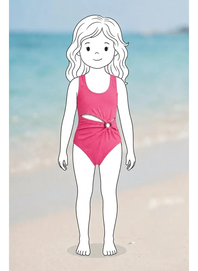 zuzunga Ring-Detail Cut-Out Girls' Monokini.