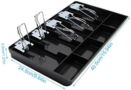 SUKHAD ABS Cash Drawer, 5 Cash and 4 Coin Compartment, Cashier Storage Tray | 40.4 X 24 X 3.5 cm | Black - Image 4