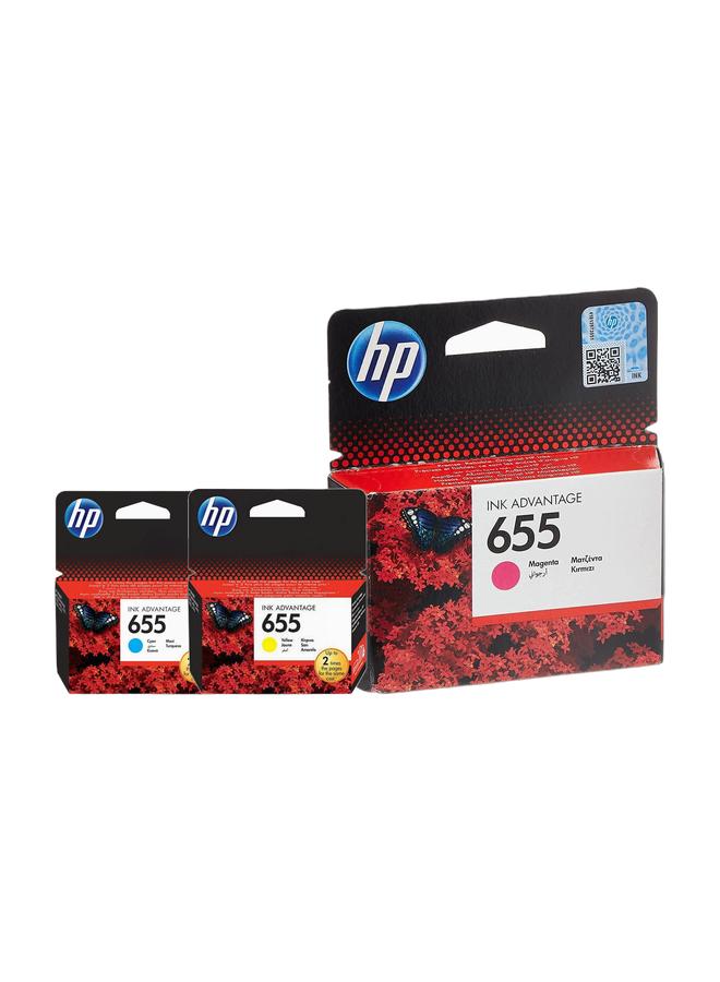 HP 655 Original Ink Advantage Cartridge Yellow & 655 Magenta Original Ink Cartridge [CZ111AE] | Works with DeskJet Advantage 3525, 4615, 4625, 5525 Printers Magenta & 655 Ink Advantage Cartridge Cyan Bundle - Image 1