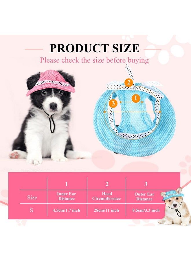Frienda 2 Pcs Dog Hat Pet Sun Visor Hat Pet Beach Princess Cap Sun Protection Cap Mesh Porous Cap with Ear Holes and Chin Strap for Small Dogs Pug Chihuahua Shih Tzu Yorkshire Terriers - Image 2