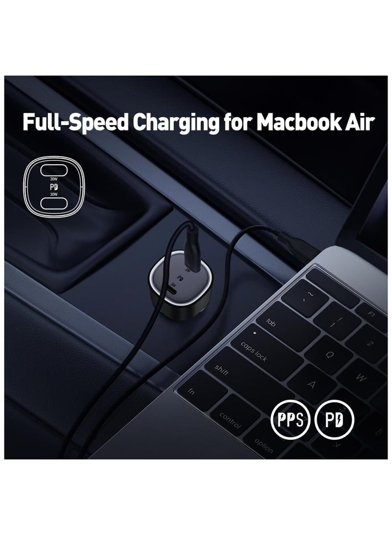JODA JODA car charger with 60W power and dual USB-C ports provides fast and safe charging for more than one device at the same time. Its compact and sleek design with smart power distribution makes it ideal for use while driving.  - Image 4