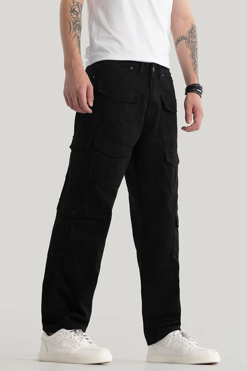 SNITCH Nils Loose Fit Black Cargo Pants - Image 4