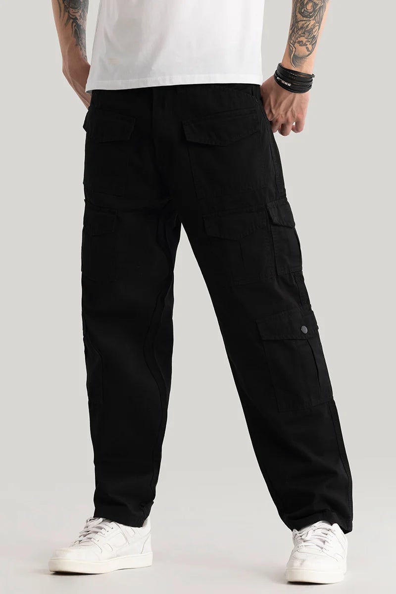 SNITCH Nils Loose Fit Black Cargo Pants - Image 5