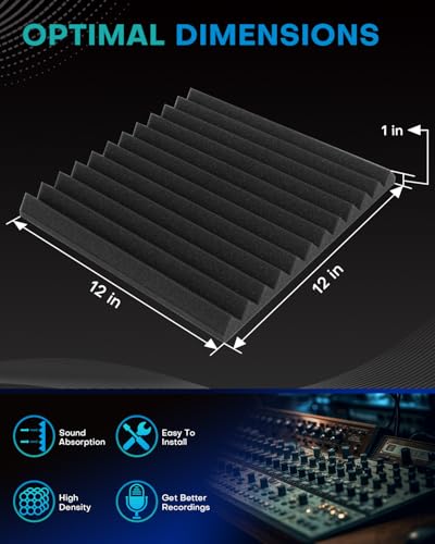 Knightsacoustic 96 Pack Sound Proof Foam Panels for Walls, 1 X 12 X 12 Inches Acoustic Foam Panels, High Density Acoustic Panels Sound Absorbing, Noise Cancelling Studio Wedges, White (NOT INCLUDE ADHESIVE) - Image 2