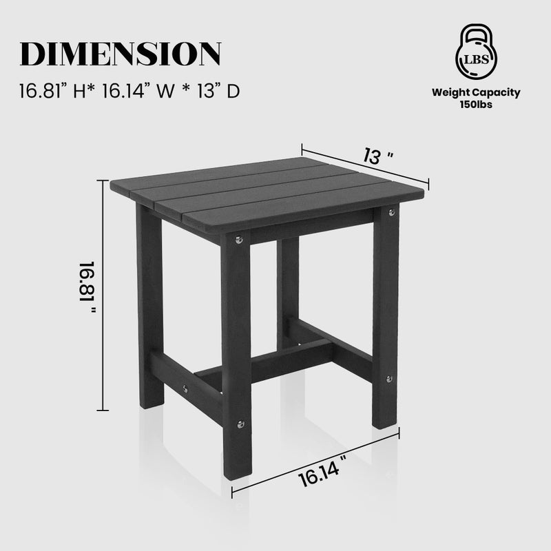 juserox Outdoor Side Table, Weather Resistant Double Small Adirondack Side Table, Outdoor Indoor End Table for Chair, 17" Patio Table for Pool, Deck and Porch, Black (Item1, Black) - Image 2