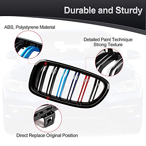 ATPOEN Grill Grille Kindey for BMW 5 Series F10 F11 F18 M5 520i 523i 525i 528i 530i 535i 550i 2010 2011 2012 2013 2014 2015 2016 2017 ATPOEN Front Grille, M-Color - Image 2