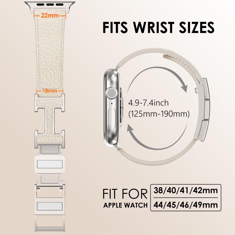CHANCHY Leather Magnetic Watch Band Compatible with Apple Watch Bands 40mm 38mm 41mm 42mm 44mm 45mm 46mm, Top Grain Leather Dressy Band for Women Men iWatch Ultra SE3 Series 11/10/9/8/7/6/5/4/3/2/1 - Image 5