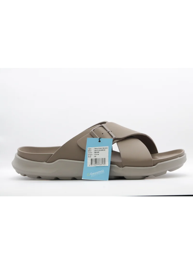 جيومني Direan1 Traditional Arabic Sandals for Men – Comfortable Leather Slip-On Design – Perfect for Everyday Wear & Occasions-Beige