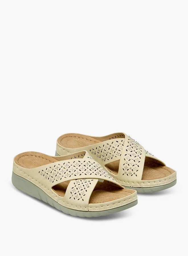 Flora Bella Women Embellished Cross Strap Sandals
