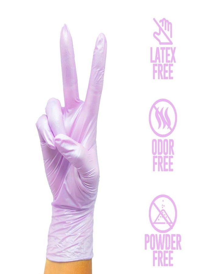Colortrak Luminous Collection Disposable Nitrile Gloves, Lilac Frost Color, Medium, Single-Use, Allergy-Safe, Latex-Free, Powder-Free, Odor-Free, Textured Finger Tips - Image 3