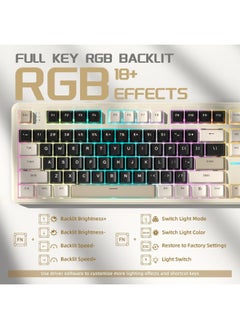 Attack Shark ATTACK SHARK X87 Wireless Mechanical Keyboard, Tri Mode-BT/2.4G/Wired, Hot-swappable Linear Switch, 87 Keys PBT Keycap, Gasket Structure, Rechargable RGB Backlit Gaming Keyboard(White)  - Image 5