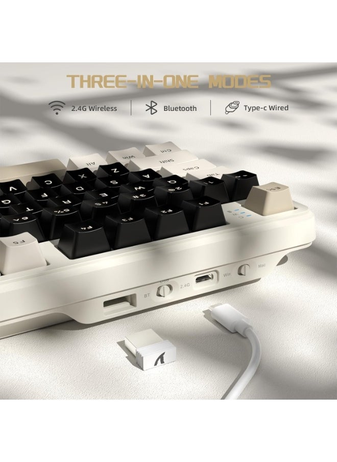 ATTACK SHARK X87 Wireless Mechanical Keyboard, Tri Mode-BT/2.4G/Wired, Hot-swappable Linear Switch, 87 Keys PBT Keycap, Gasket Structure, Rechargable RGB Backlit Gaming Keyboard(White)