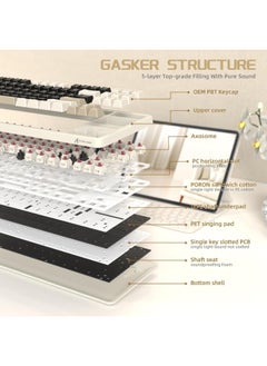 Attack Shark ATTACK SHARK X87 Wireless Mechanical Keyboard, Tri Mode-BT/2.4G/Wired, Hot-swappable Linear Switch, 87 Keys PBT Keycap, Gasket Structure, Rechargable RGB Backlit Gaming Keyboard(White)  - Image 3