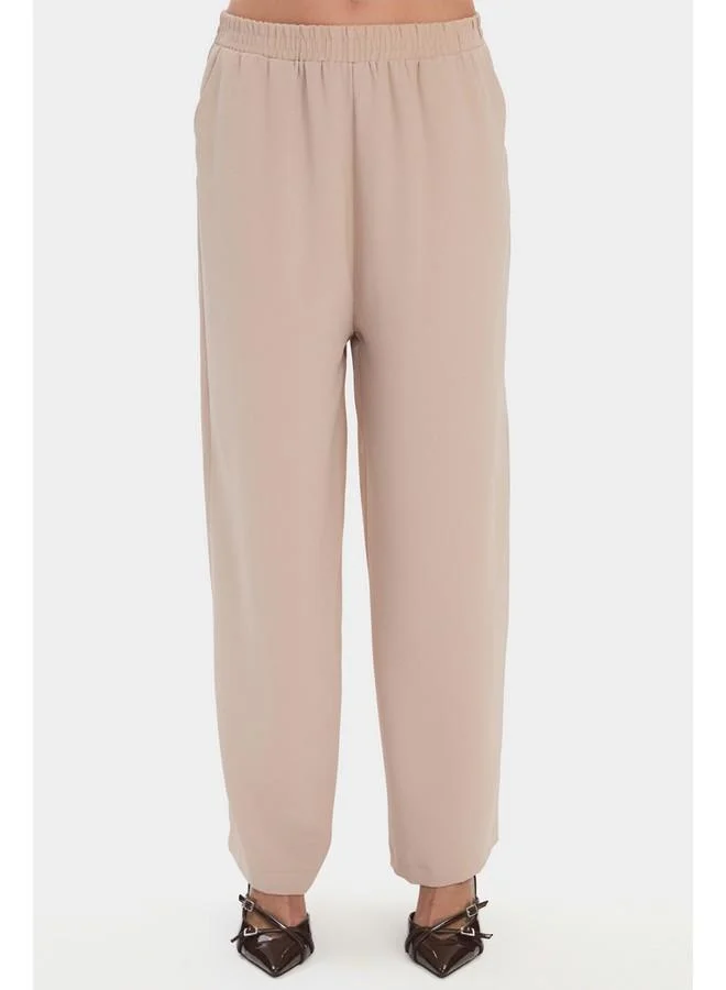 JUNE June WomenBalloon Sleeve Shirt Trouser Set Beige