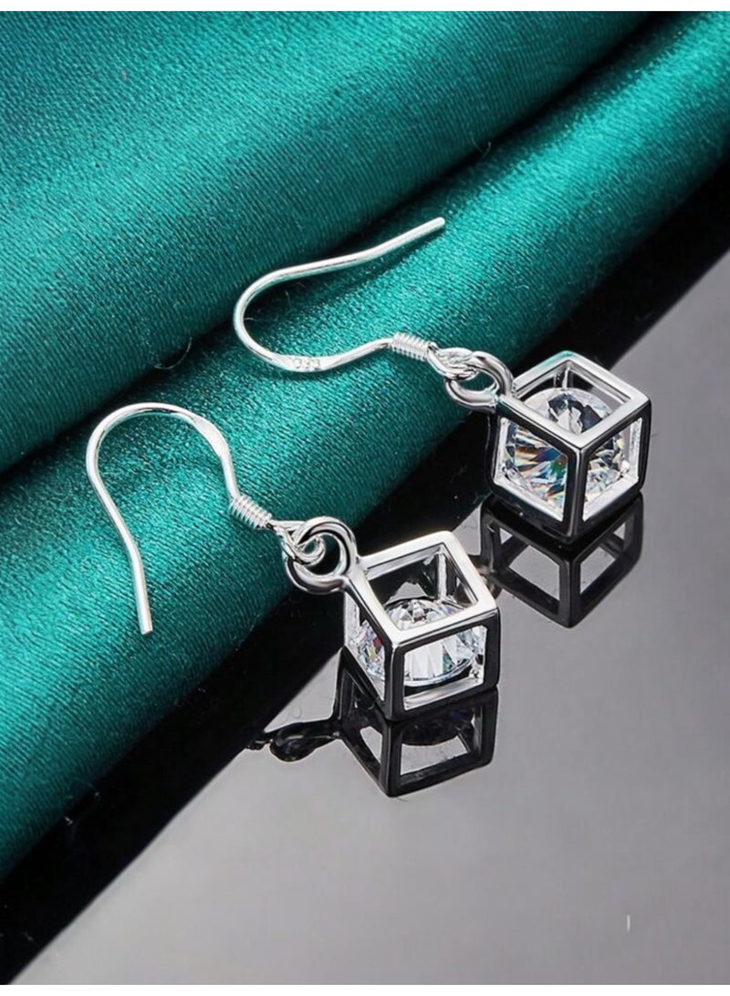 Dangle Charms Elegant 925 Silver Plated Earrings For Women - Image 1