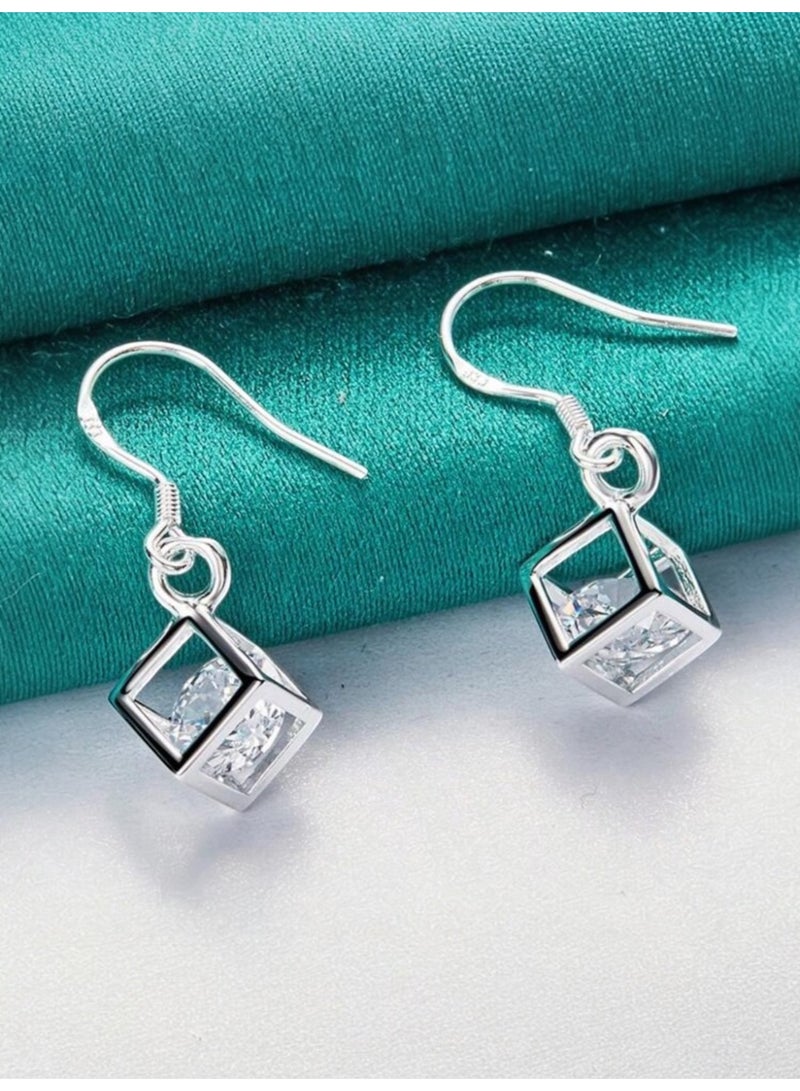 Dangle Charms Elegant 925 Silver Plated Earrings For Women - Image 2
