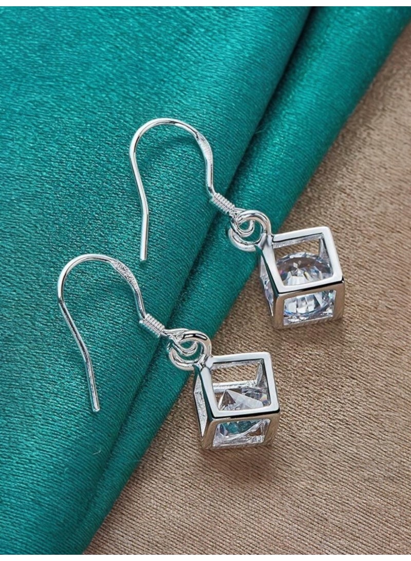 Dangle Charms Elegant 925 Silver Plated Earrings For Women - Image 4