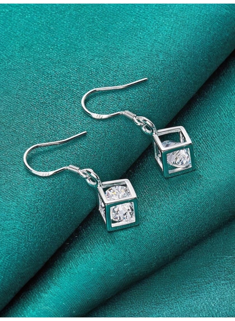 Dangle Charms Elegant 925 Silver Plated Earrings For Women - Image 3