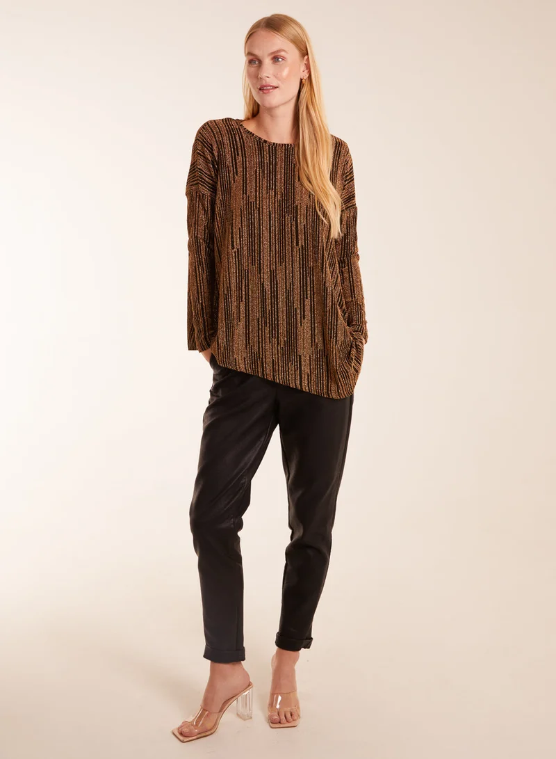 Blue Vanilla Asymmetric Batwing Lurex Top