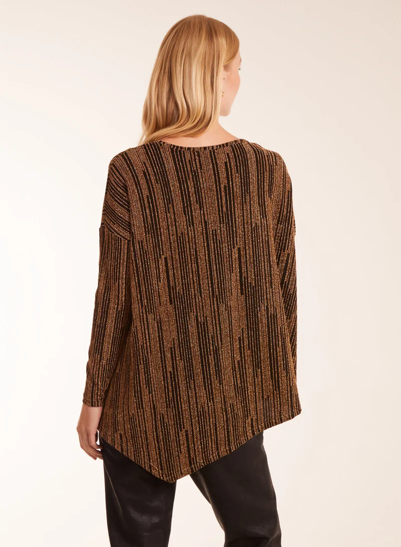 Blue Vanilla Asymmetric Batwing Lurex Top