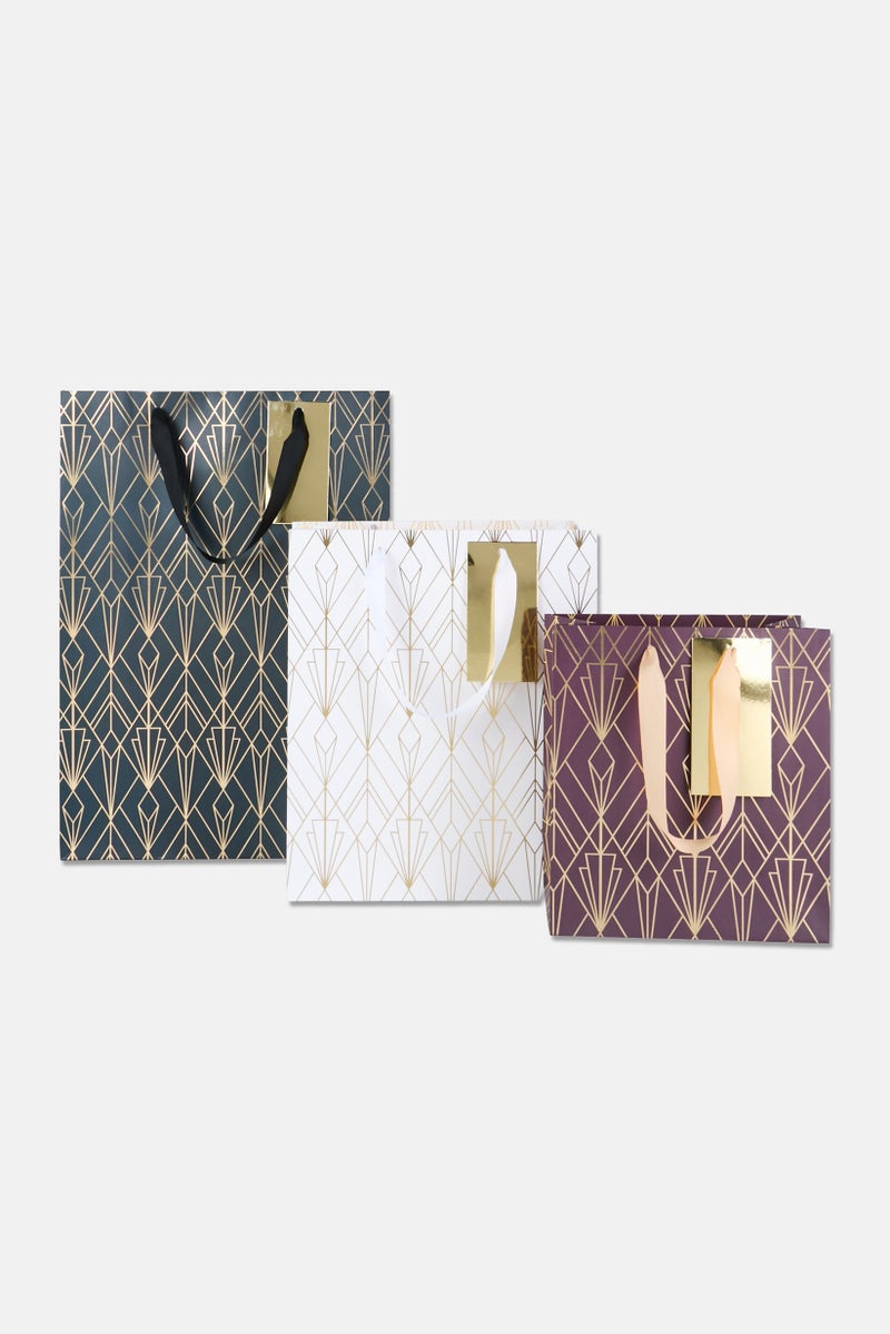 Stella Rose Set of 3 Allover Print  Gift Bags, Multicolor - Image 1