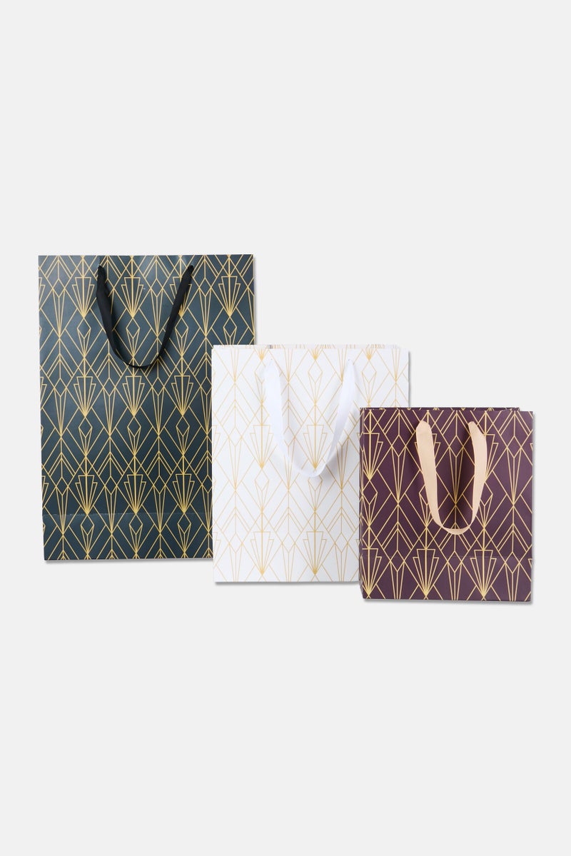 Stella Rose Set of 3 Allover Print  Gift Bags, Multicolor - Image 2