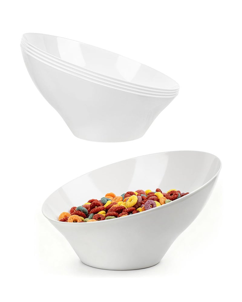 BESTVIP 12 Pack 20oz Angled Disposable Serving Bowls - White Plastic Serving Bowls for Party, Party Bowls for Chips, Snacks, Fruit, Salad - Bowls for Parties, Daily Use,Halloween, Christmas - Image 1