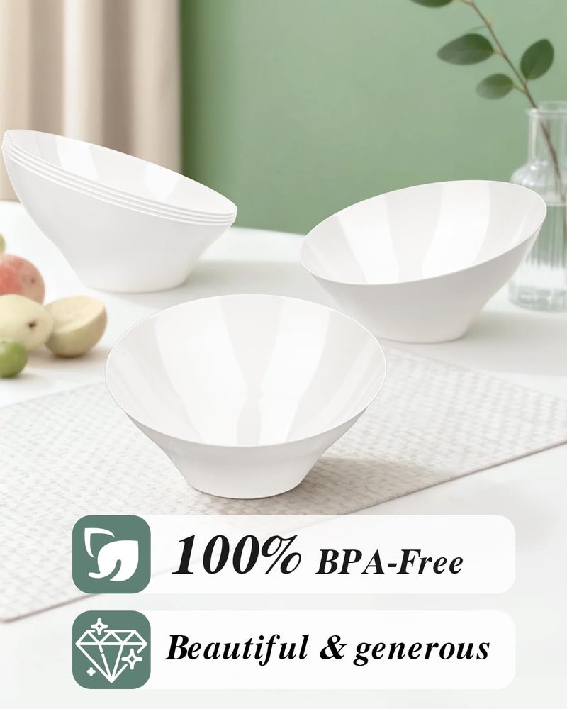 BESTVIP 12 Pack 20oz Angled Disposable Serving Bowls - White Plastic Serving Bowls for Party, Party Bowls for Chips, Snacks, Fruit, Salad - Bowls for Parties, Daily Use,Halloween, Christmas - Image 4
