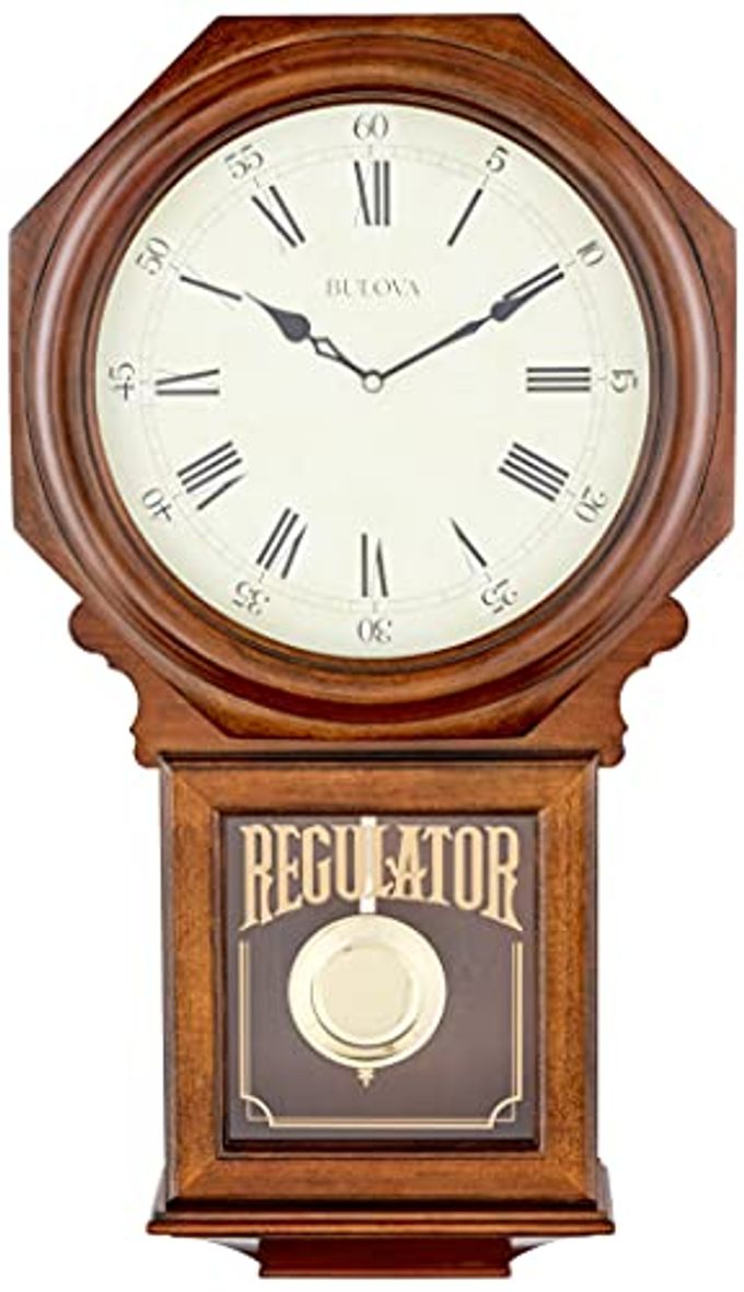 Bulova C3543 Ashford Wall Clock | 25" Schoolhouse Design | Walnut Finish | Harmonic Triple-Chime Movement | Engraving Plate - Image 3
