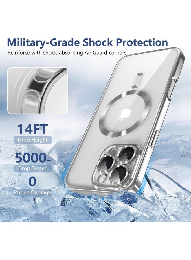 اليشمك iPhone 16 Pro Case with Camera Lens Protector, 【MagSafe Compatible】【Anti-Scratch】【Anti-Drop】【Shockproof】【Yellowing Resistant】 Protective Electroplated Durable TPU Magnetic iPhone 16 Pro Case for Women Men, Silver - Image 5