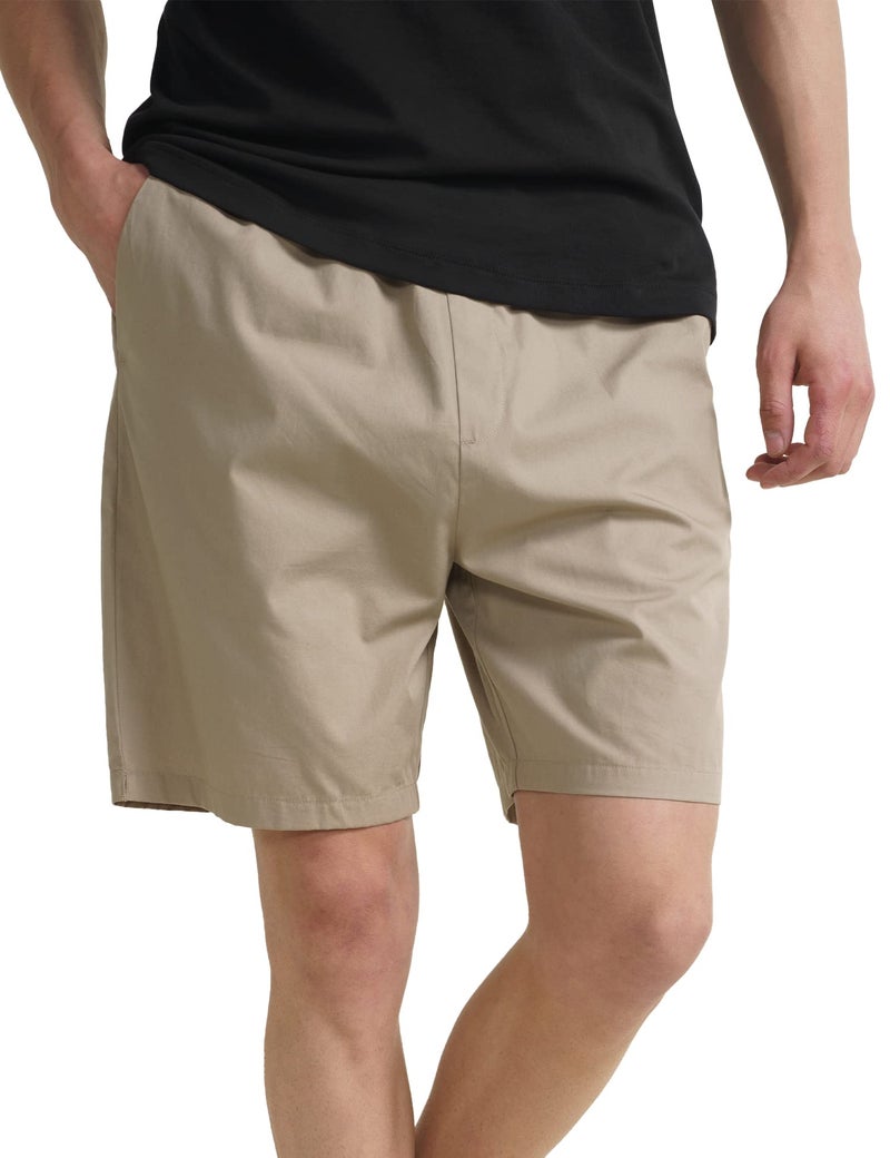DAMENSCH Cotton Lounge Shorts for Men, Elasticated Waistband, Bermuda, Relaxed Fit Half Pant, Home Shorts for Man-Hommie Beige-2XL - Image 1