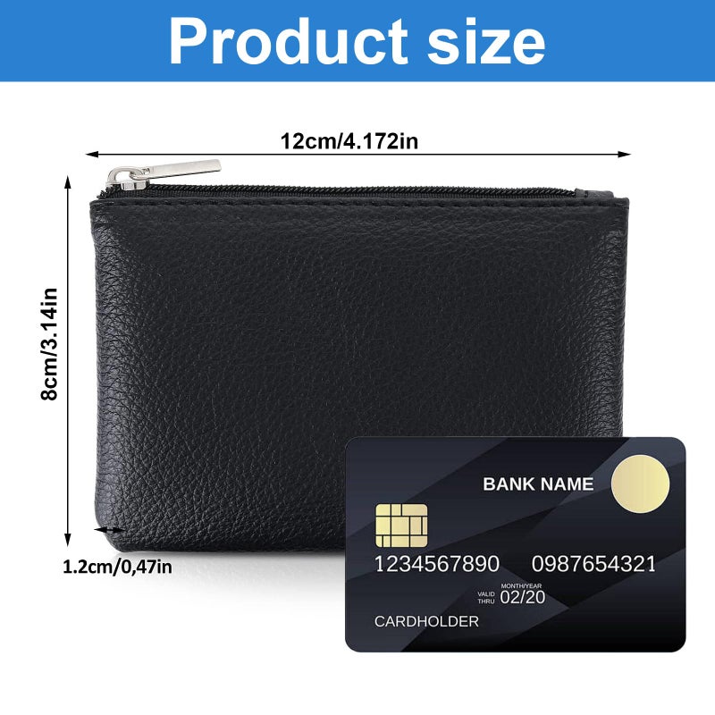 DXMWWTP 2 Pack Leather Zipper Coin Purse,Portable Change Wallet,Coin Pouch with Zipper for Men Women,Small Pouch Change Purse Coin Bag,Mini Coin Pocket Pouch Change Holder for Men Women(black) - Image 2