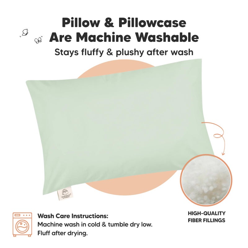 KeaBabies Toddler Pillow with Pillowcase - 13x18 My Little Dreamy Kids Travel Bed Pillows for Sleeping, Organic Cotton Small Pillowcase, Soft & Breathable, Machine Washable, Toddlers 2-5 years old (Sage) - Image 4