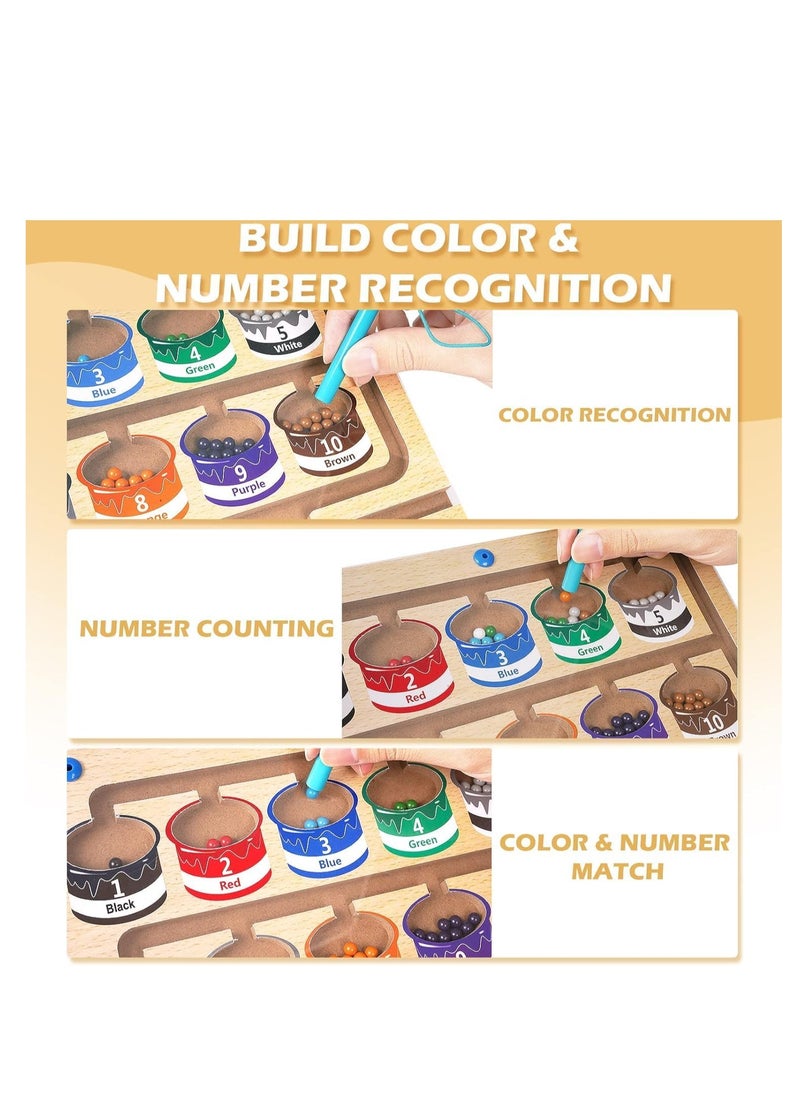 0TO1 TECH Montessori Toys, Magnetic Color and Number Maze Toys, Wooden Puzzle Activity Board, Toddler Fine Motor Skills Toy, Learning Toys for Boys Girls 3 4 5 Years Old  - Image 5