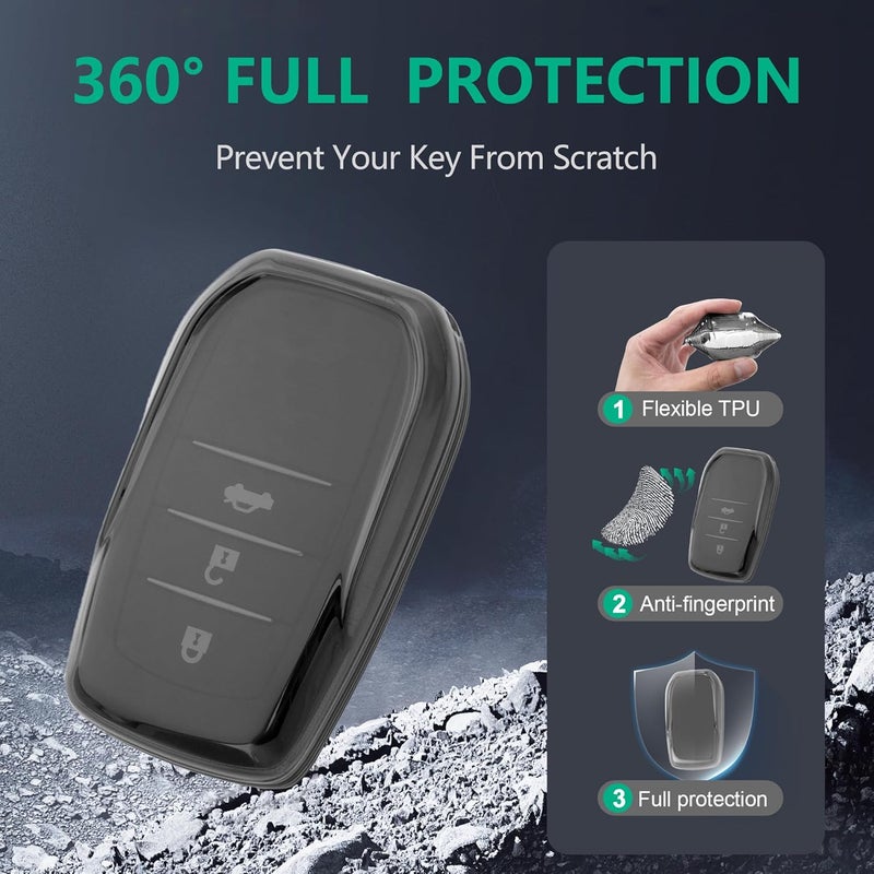 Flensent Toyota Key Fob Cover - 2 Pack Black Protector - Image 4