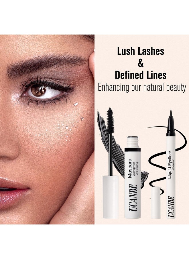 Ucanbe Black Mascara And Liquid Eyeliner Set Waterproof Colored Eye Makeup Duoenhance Your Gaze With Natural Lasting Lift & Curl For Lashes And Pigmented Smudgeproof Eye Liner - Image 5