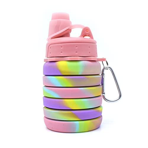 HAWKISTER Flexible Collapsible Silicone Sports, Trekking, Cycling, Gym, School Water Bottle Expandable And Foldable With Snap Hook, Pink (Pack Of 1 Unit), 500 ML - Image 3
