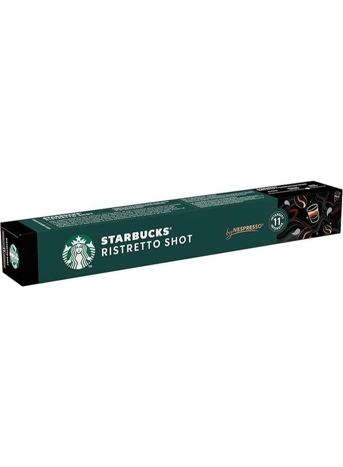 STARBUCKS Ristretto Shot by Nespresso, Dark Roast, Coffee Capsules (10 Capsules)