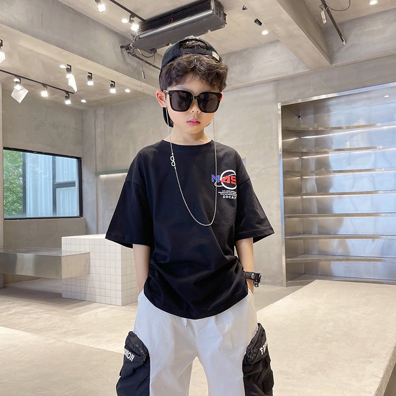 Trendy Children'S Summer 2023 Loose Middle And Big Children'S T-Shirt New Children'S Short-Sleeved Korean Style Loose Printed Student Shirt Top - Image 4