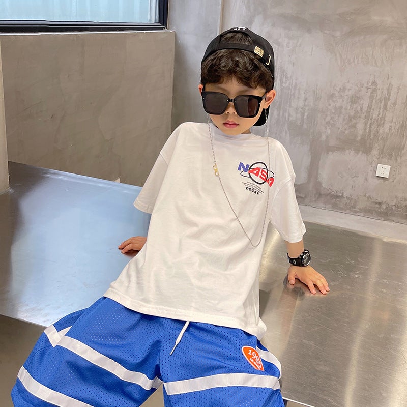 Trendy Children'S Summer 2023 Loose Middle And Big Children'S T-Shirt New Children'S Short-Sleeved Korean Style Loose Printed Student Shirt Top - Image 5