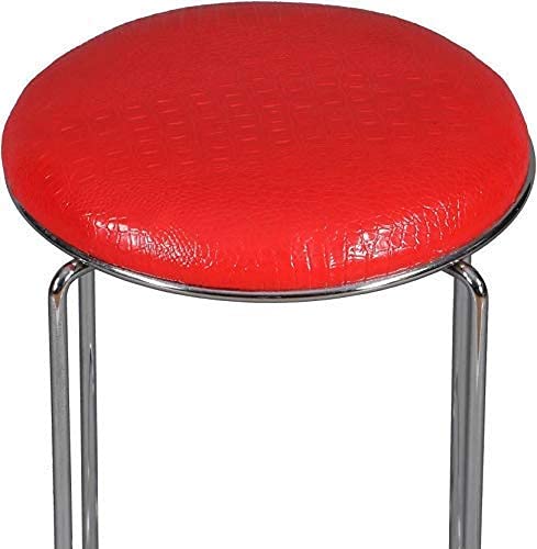 JOJO Cushion Home Stainless Steel Dining Stool Round Living Room Metal Sofa Stool Shoe Changing Stool Makeup Stool 45CM (Red) - Image 4