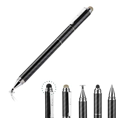 Yacig Capacitive Stylus Pen 4in1 High Sensitivity and Precision Touch Screen Stylus Clear Disc TipBlack Rubber Tip Mesh Fiber Tip Compatible with Universal Touch Screen DeviceBlack - Image 1