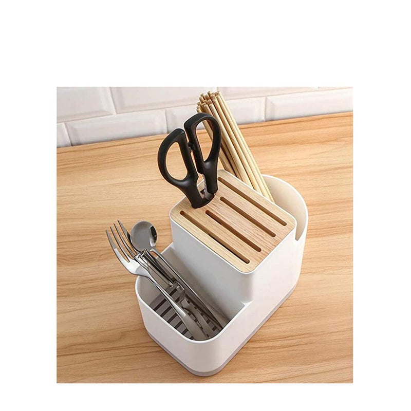 SOLARAE Multifunction Kitchen Storage Rack Plastic Draining Inserted  Block Flatware Organizer Cutlery Holder For Chopsticks Spoons - Image 4