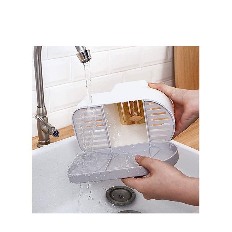 SOLARAE Multifunction Kitchen Storage Rack Plastic Draining Inserted  Block Flatware Organizer Cutlery Holder For Chopsticks Spoons - Image 3