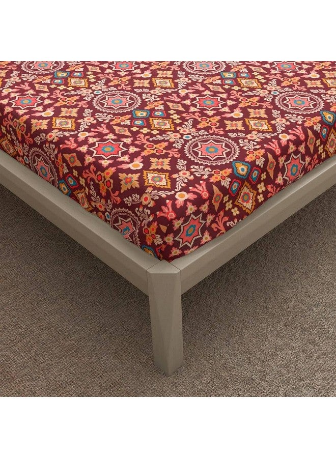 Wakefit شيت سرير قطن مخصص من ويكفيت | شيت مطاطي 144 TC، شيت سرير كوين مع 2 غطاء وسادة | هيبiscus - 78x60 بوصة - Image 5