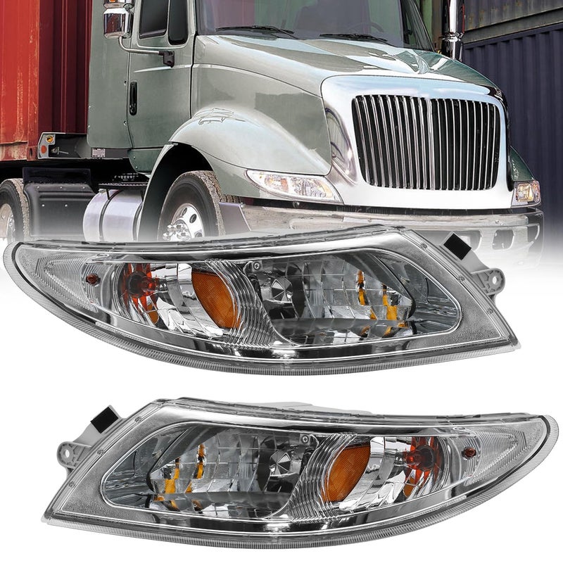 LEAVAN Headlights Assembly Fit for International Durastar 4200 4300 4400 4900 Truck,2002-2018 International 4300 Headlight Headlamp PairPair Driver (Left Side) and Passenger (Right Side) - Image 1