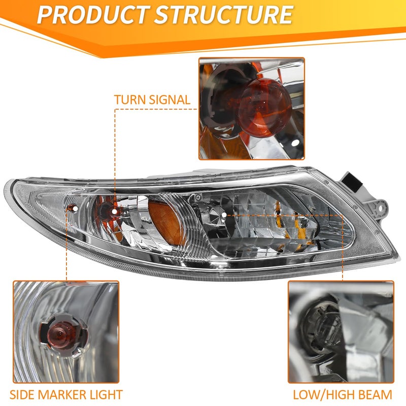 LEAVAN Headlights Assembly Fit for International Durastar 4200 4300 4400 4900 Truck,2002-2018 International 4300 Headlight Headlamp PairPair Driver (Left Side) and Passenger (Right Side) - Image 2