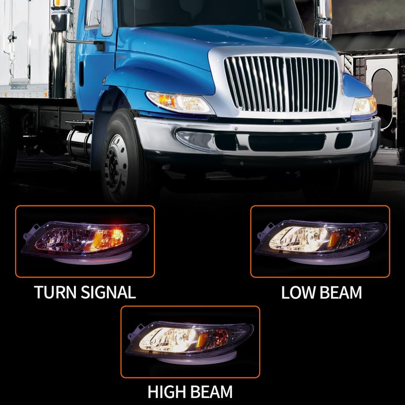 LEAVAN Headlights Assembly Fit for International Durastar 4200 4300 4400 4900 Truck,2002-2018 International 4300 Headlight Headlamp PairPair Driver (Left Side) and Passenger (Right Side) - Image 4