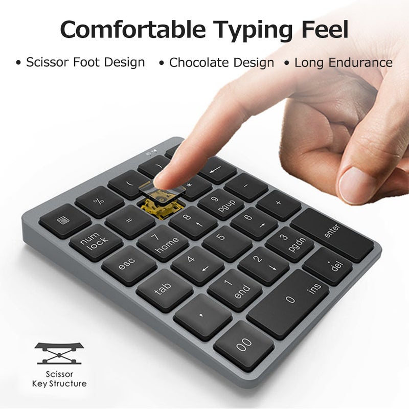 28 Keys Wireless BT Numeric Keyboard Portable Financial Accounting Office Keyboard Built-in Rechargeable Lithium Battery - Image 3