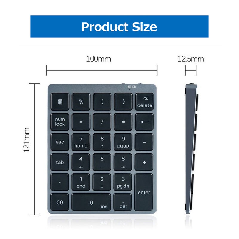 28 Keys Wireless BT Numeric Keyboard Portable Financial Accounting Office Keyboard Built-in Rechargeable Lithium Battery - Image 4